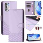 For Motorola Moto G51 5G Honeycomb Embossing RFID Leather Phone Case(Light Purple) - 1