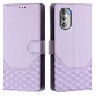 For Motorola Moto G51 5G Honeycomb Embossing RFID Leather Phone Case(Light Purple) - 2