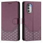 For Motorola Moto G51 5G Honeycomb Embossing RFID Leather Phone Case(Violet) - 2