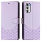 For Motorola Moto G52 4G / G82 5G / G71s Honeycomb Embossing RFID Leather Phone Case(Light Purple) - 2