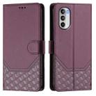 For Motorola Moto G52 4G / G82 5G / G71s Honeycomb Embossing RFID Leather Phone Case(Violet) - 2