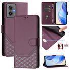 For Motorola Moto G55 Honeycomb Embossing RFID Leather Phone Case(Violet) - 1