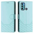 For Motorola Moto G60 / G40 Fusion Honeycomb Embossing RFID Leather Phone Case(Mint Green) - 2