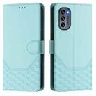 For Motorola Moto G62 5G Global / India Honeycomb Embossing RFID Leather Phone Case(Mint Green) - 2