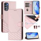 For Motorola Moto G62 5G Global / India Honeycomb Embossing RFID Leather Phone Case(Pink) - 1