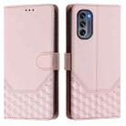 For Motorola Moto G62 5G Global / India Honeycomb Embossing RFID Leather Phone Case(Pink) - 2