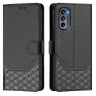 For Motorola Moto G62 5G Global / India Honeycomb Embossing RFID Leather Phone Case(Black) - 2