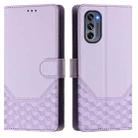 For Motorola Moto G62 5G Global / India Honeycomb Embossing RFID Leather Phone Case(Light Purple) - 2