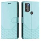 For Motorola Moto G71 5G Honeycomb Embossing RFID Leather Phone Case(Mint Green) - 2