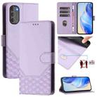 For Motorola Moto G71 5G Honeycomb Embossing RFID Leather Phone Case(Light Purple) - 1