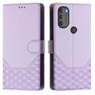 For Motorola Moto G71 5G Honeycomb Embossing RFID Leather Phone Case(Light Purple) - 2