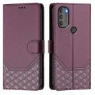 For Motorola Moto G71 5G Honeycomb Embossing RFID Leather Phone Case(Violet) - 2