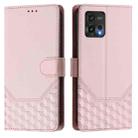 For Motorola Moto G72 Honeycomb Embossing RFID Leather Phone Case(Pink) - 2