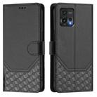 For Motorola Moto G72 Honeycomb Embossing RFID Leather Phone Case(Black) - 2