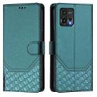 For Motorola Moto G72 Honeycomb Embossing RFID Leather Phone Case(Peacock Green) - 2