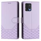 For Motorola Moto G72 Honeycomb Embossing RFID Leather Phone Case(Light Purple) - 2