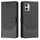 For Motorola Moto G73 5G Honeycomb Embossing RFID Leather Phone Case(Black) - 2