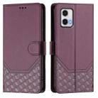 For Motorola Moto G73 5G Honeycomb Embossing RFID Leather Phone Case(Violet) - 2