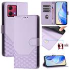 For Motorola Moto G84 5G Honeycomb Embossing RFID Leather Phone Case(Light Purple) - 1