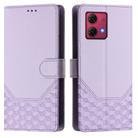 For Motorola Moto G84 5G Honeycomb Embossing RFID Leather Phone Case(Light Purple) - 2