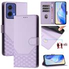 For Motorola Moto G85 5G Honeycomb Embossing RFID Leather Phone Case(Light Purple) - 1