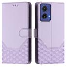 For Motorola Moto G85 5G Honeycomb Embossing RFID Leather Phone Case(Light Purple) - 2