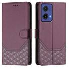 For Motorola Moto G85 5G Honeycomb Embossing RFID Leather Phone Case(Violet) - 2