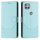 For Motorola Moto One 5G Ace 2021 Honeycomb Embossing RFID Leather Phone Case(Mint Green) - 2