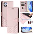 For Motorola Moto One 5G Ace 2021 Honeycomb Embossing RFID Leather Phone Case(Pink) - 1