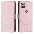 For Motorola Moto One 5G Ace 2021 Honeycomb Embossing RFID Leather Phone Case(Pink) - 2