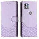 For Motorola Moto One 5G Ace 2021 Honeycomb Embossing RFID Leather Phone Case(Light Purple) - 2