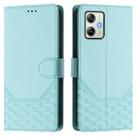 For Motorola Moto G64 India / G54 5G India Honeycomb Embossing RFID Leather Phone Case(Mint Green) - 2