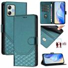 For Motorola Moto G64 India / G54 5G India Honeycomb Embossing RFID Leather Phone Case(Peacock Green) - 1