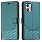 For Motorola Moto G64 India / G54 5G India Honeycomb Embossing RFID Leather Phone Case(Peacock Green) - 2