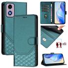 For Motorola Moto G04 4G / G04s 4G Honeycomb Embossing RFID Leather Phone Case(Peacock Green) - 1