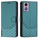 For Motorola Moto G04 4G / G04s 4G Honeycomb Embossing RFID Leather Phone Case(Peacock Green) - 2