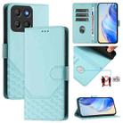 For Motorola Moto G15 Honeycomb Embossing RFID Leather Phone Case(Mint Green) - 1