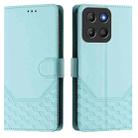For Motorola Moto G15 Honeycomb Embossing RFID Leather Phone Case(Mint Green) - 2