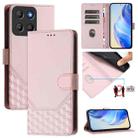 For Motorola Moto G15 Honeycomb Embossing RFID Leather Phone Case(Pink) - 1