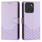 For Motorola Moto G15 Honeycomb Embossing RFID Leather Phone Case(Light Purple) - 2