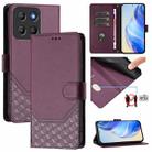 For Motorola Moto G15 Honeycomb Embossing RFID Leather Phone Case(Violet) - 1