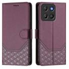 For Motorola Moto G15 Honeycomb Embossing RFID Leather Phone Case(Violet) - 2