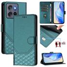 For Motorola Moto G Stylus  5G 2025 Honeycomb Embossing RFID Leather Phone Case(Peacock Green) - 1