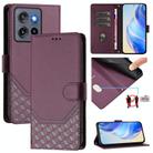 For Motorola Moto G Stylus  5G 2025 Honeycomb Embossing RFID Leather Phone Case(Violet) - 1