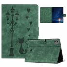 For iPad Air 10.9 2022 / 2020 Embossed Couple Cat Smart Tablet Leather Case(Green) - 1