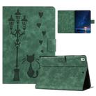 For iPad 10.2 2021 / 2020 / 10.5 2019 Embossed Couple Cat Smart Tablet Leather Case(Green) - 1