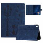 For iPad 10.2 2021 / 2020 / 10.5 2019 Embossed Couple Cat Smart Tablet Leather Case(Blue) - 1