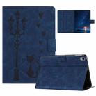 For iPad mini 2024 / mini 6 Embossed Couple Cat Smart Tablet Leather Case(Blue) - 1