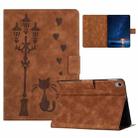 For iPad mini 2024 / mini 6 Embossed Couple Cat Smart Tablet Leather Case(Brown) - 1