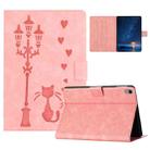 For iPad mini 2024 / mini 6 Embossed Couple Cat Smart Tablet Leather Case(Pink) - 1